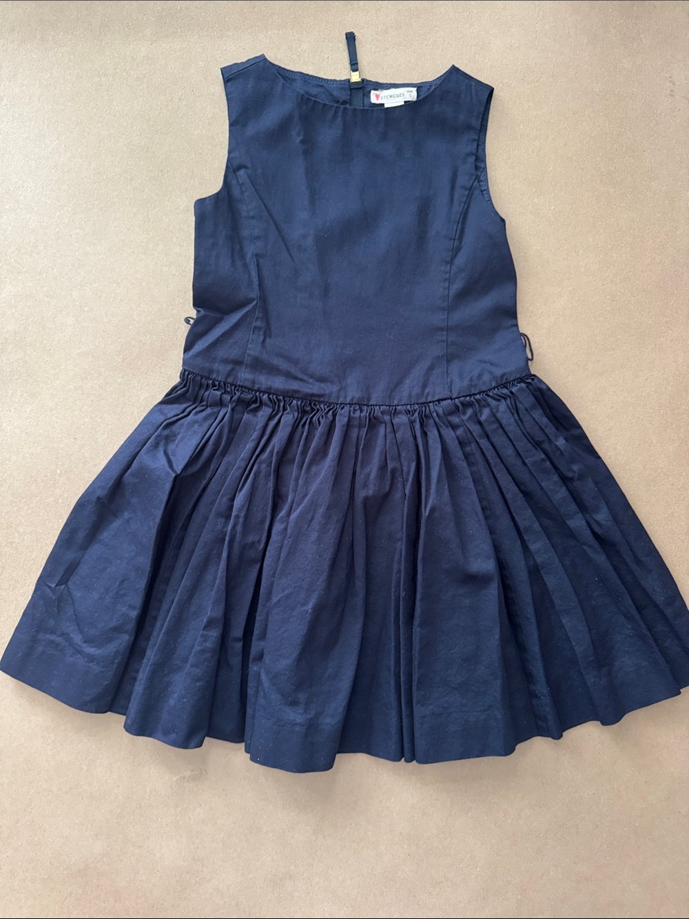Crewcuts Navy Sleeveless Pleated Girls Dress-no belt